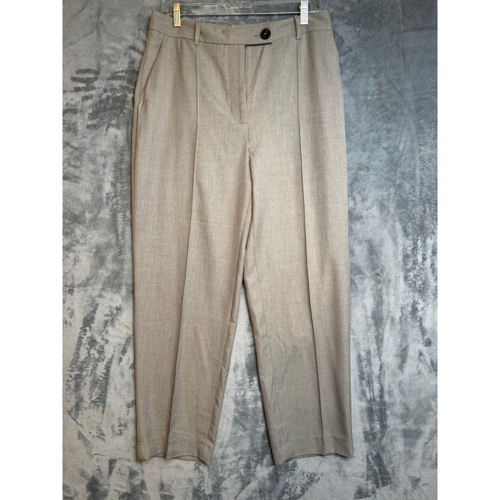 Zara Women Taupe Beige High Waisted Straight Leg Dress Pants Size Large
